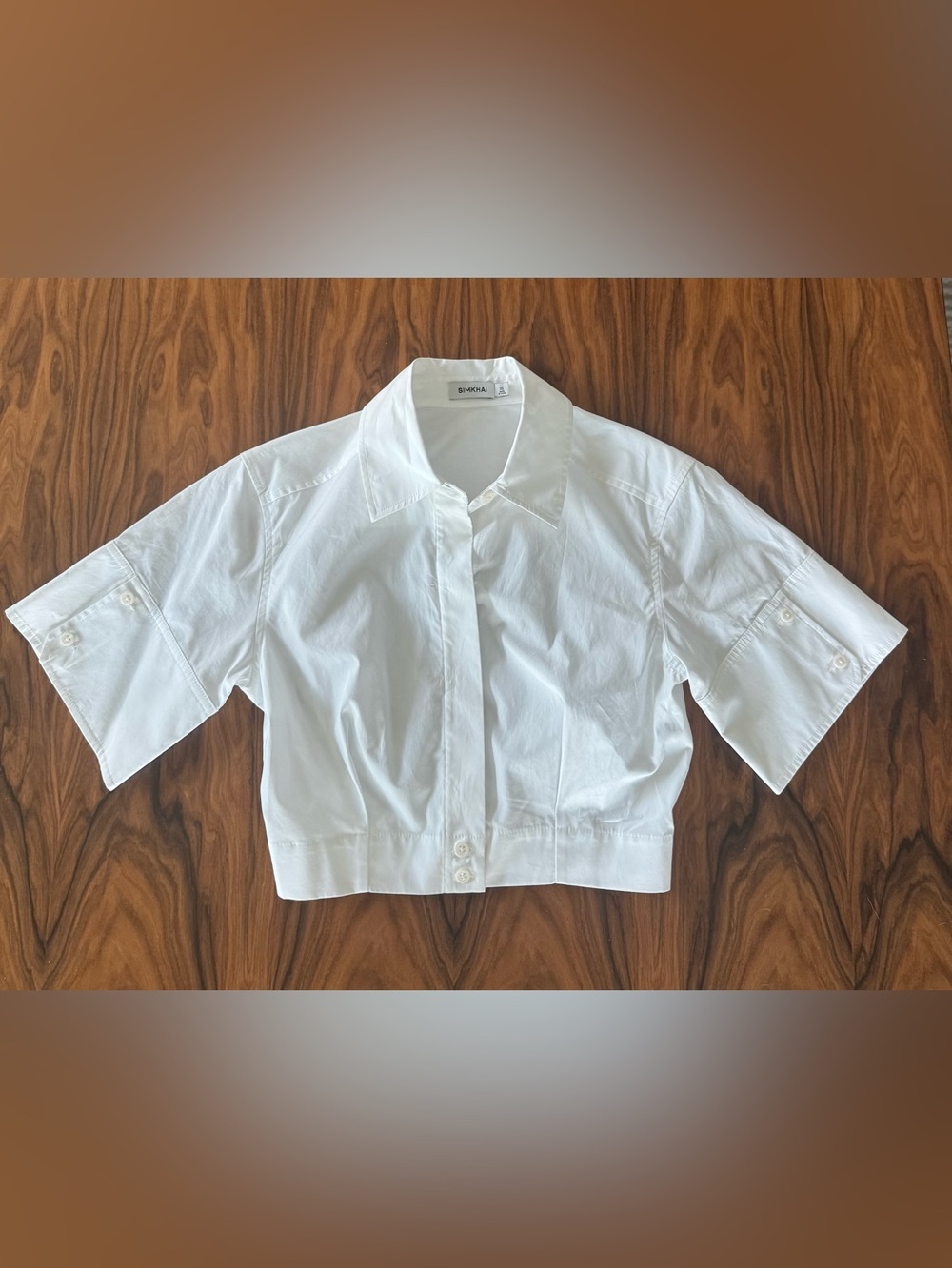 NWOT SIMKHAI Sabrina Short Sleeve Crop Top White XS